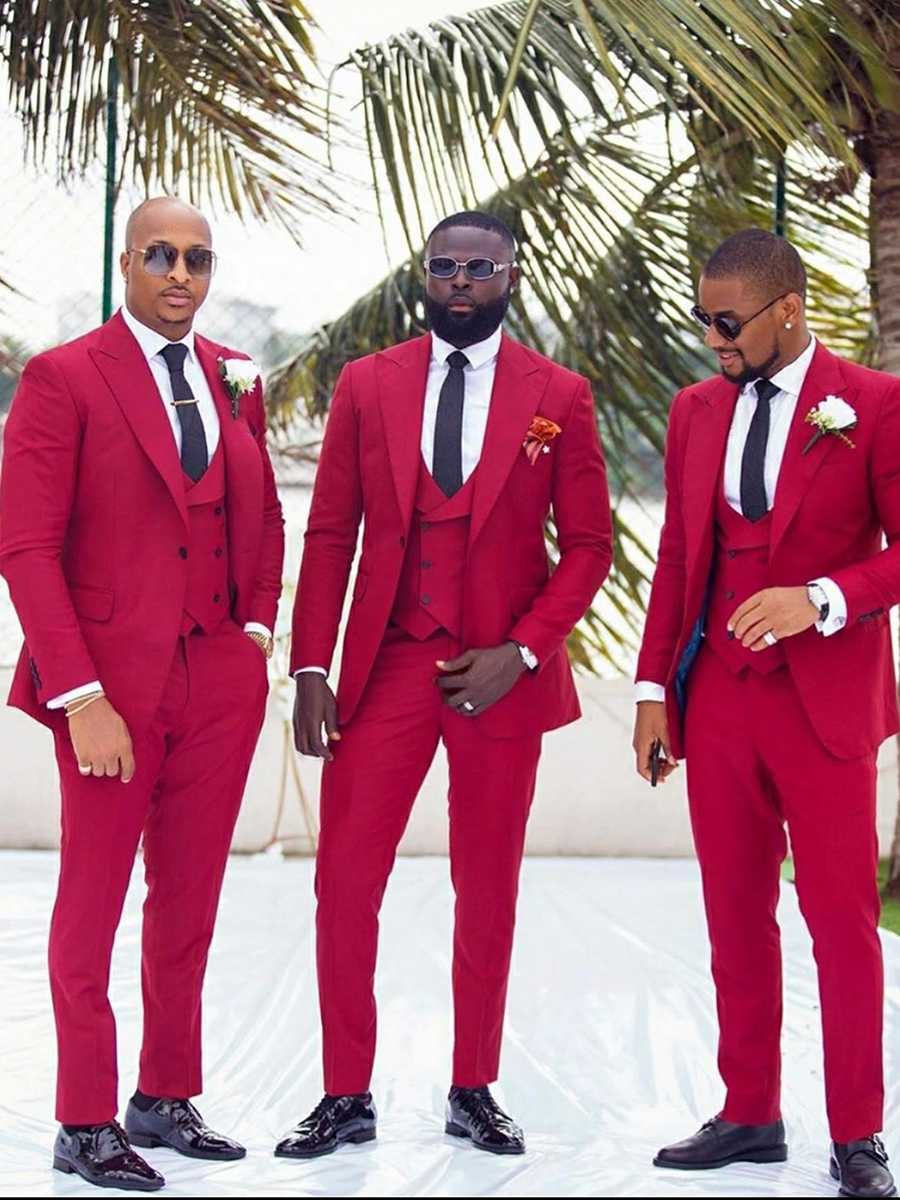 Maroon wedding suits